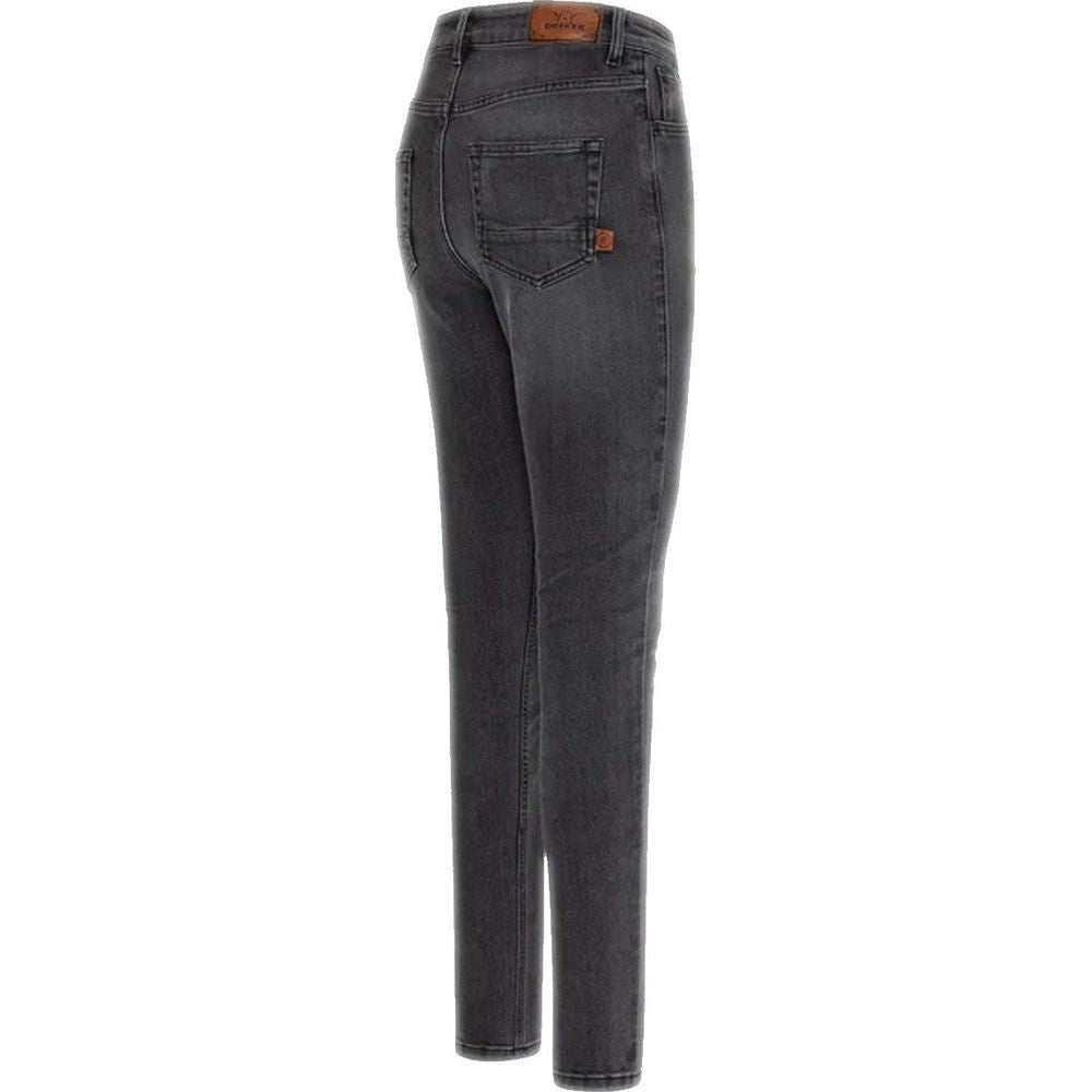 Rokker Rokkertech Ladies High Waist Denim Jeans Dark Grey (Image 2) - ThrottleChimp