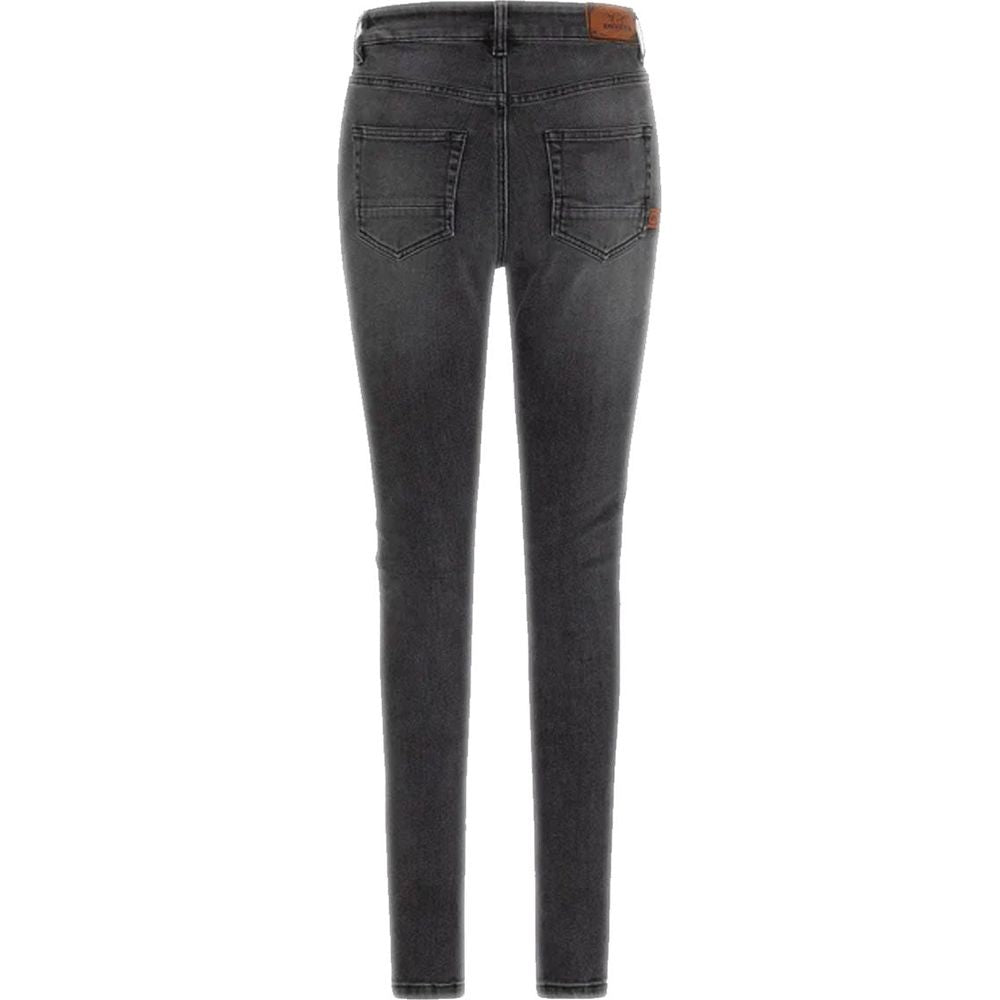 Rokker Rokkertech Ladies High Waist Denim Jeans Dark Grey (Image 3) - ThrottleChimp