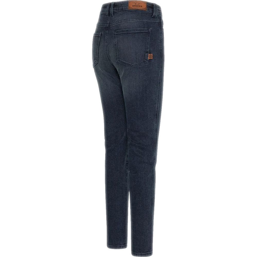 Rokker Rokkertech Ladies Mid-Rise Straight Fit Denim Jeans Blue (Image 2) - ThrottleChimp