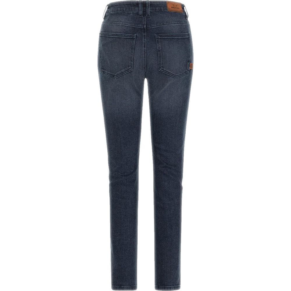 Rokker Rokkertech Ladies Mid-Rise Straight Fit Denim Jeans Blue (Image 3) - ThrottleChimp