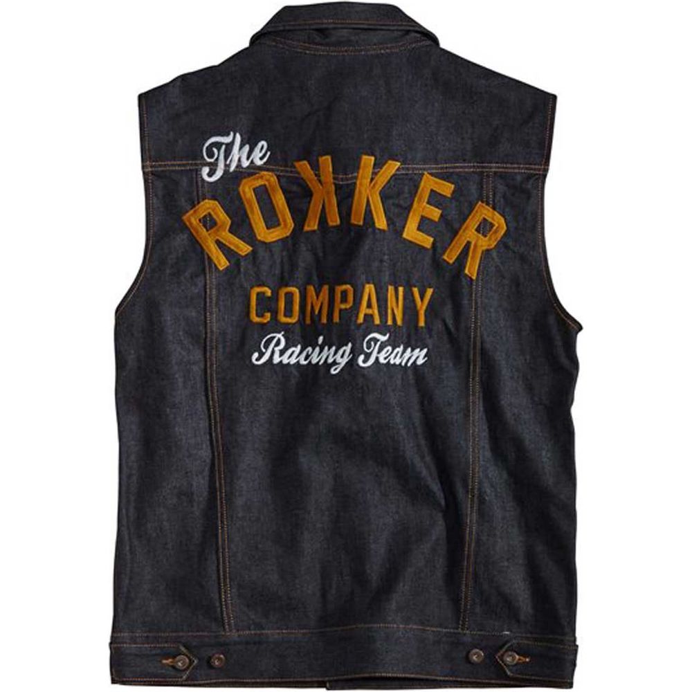 Rokker Team Denim Vest Blue (Image 2) - ThrottleChimp