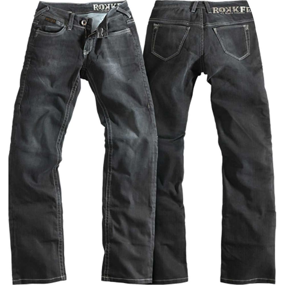 Rokker The Lady Ladies Denim Jeans Stonewashed Black - ThrottleChimp