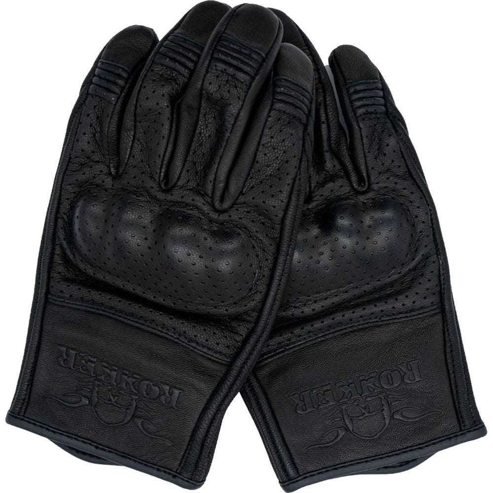 Rokker Tucson Perforated Leather Gloves Black - ThrottleChimp