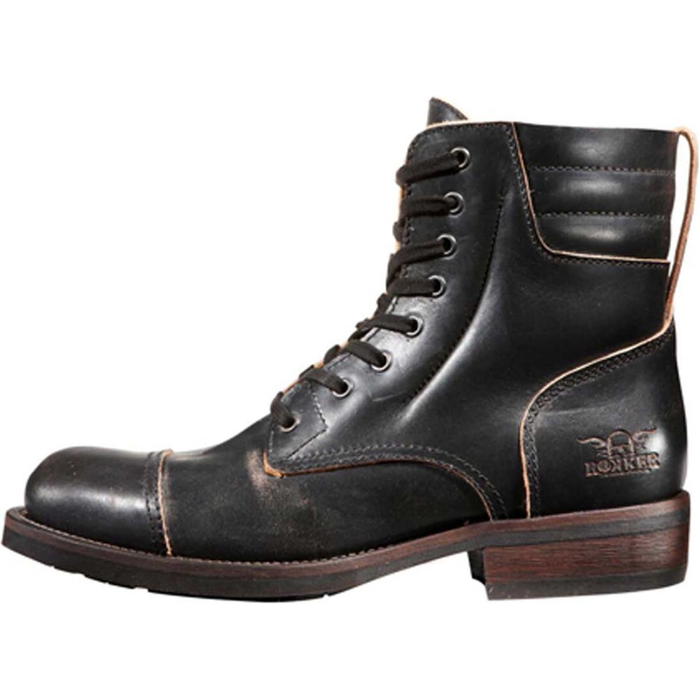 Rokker Urban Racer Leather Boots Black - ThrottleChimp