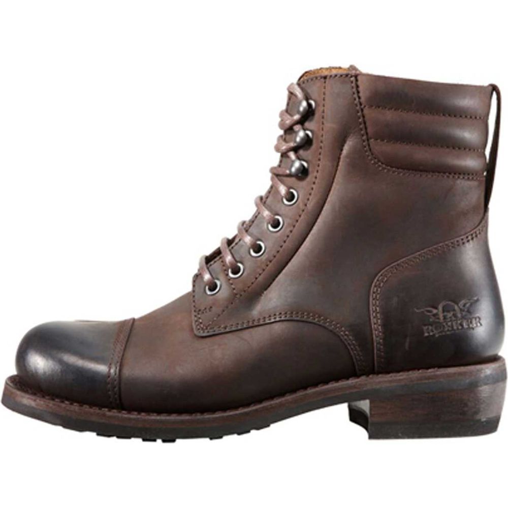 Rokker Urban Racer Leather Boots Dark Brown - ThrottleChimp