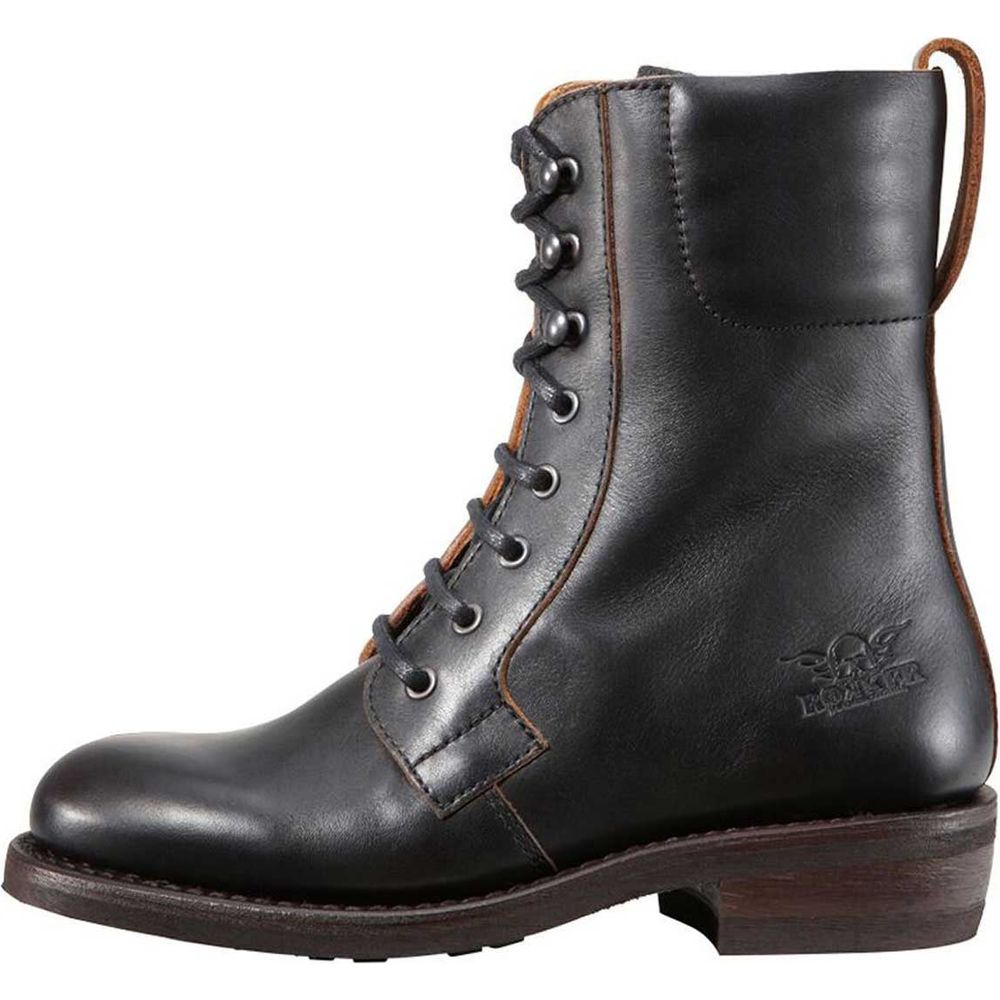 Rokker Urban Racer Ladies Leather Boots Black - ThrottleChimp