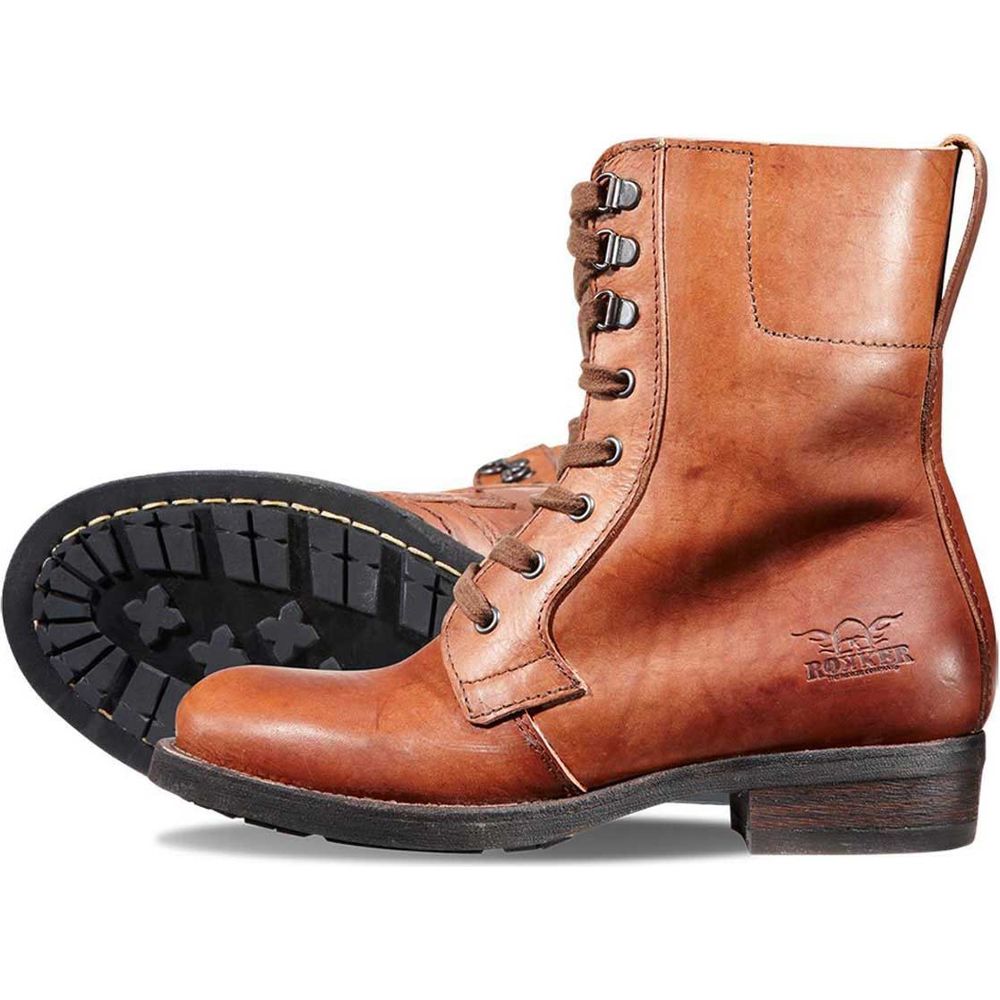 Rokker Urban Racer Ladies Leather Boots Brown - ThrottleChimp