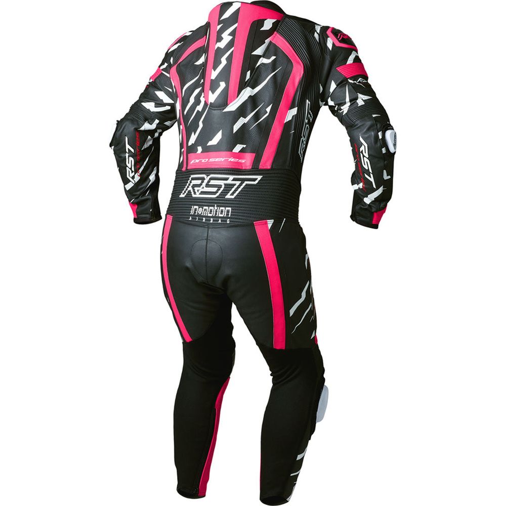 RST Pro Series Evo Airbag CE Leather Suit Neon Pink / White Lightning (Image 2) - ThrottleChimp