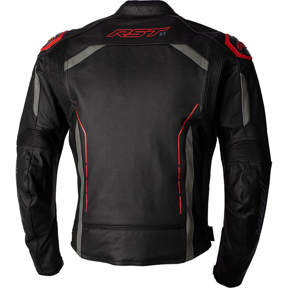 RST S1 CE Leather Jacket Black / Grey / Red (Image 2) - ThrottleChimp
