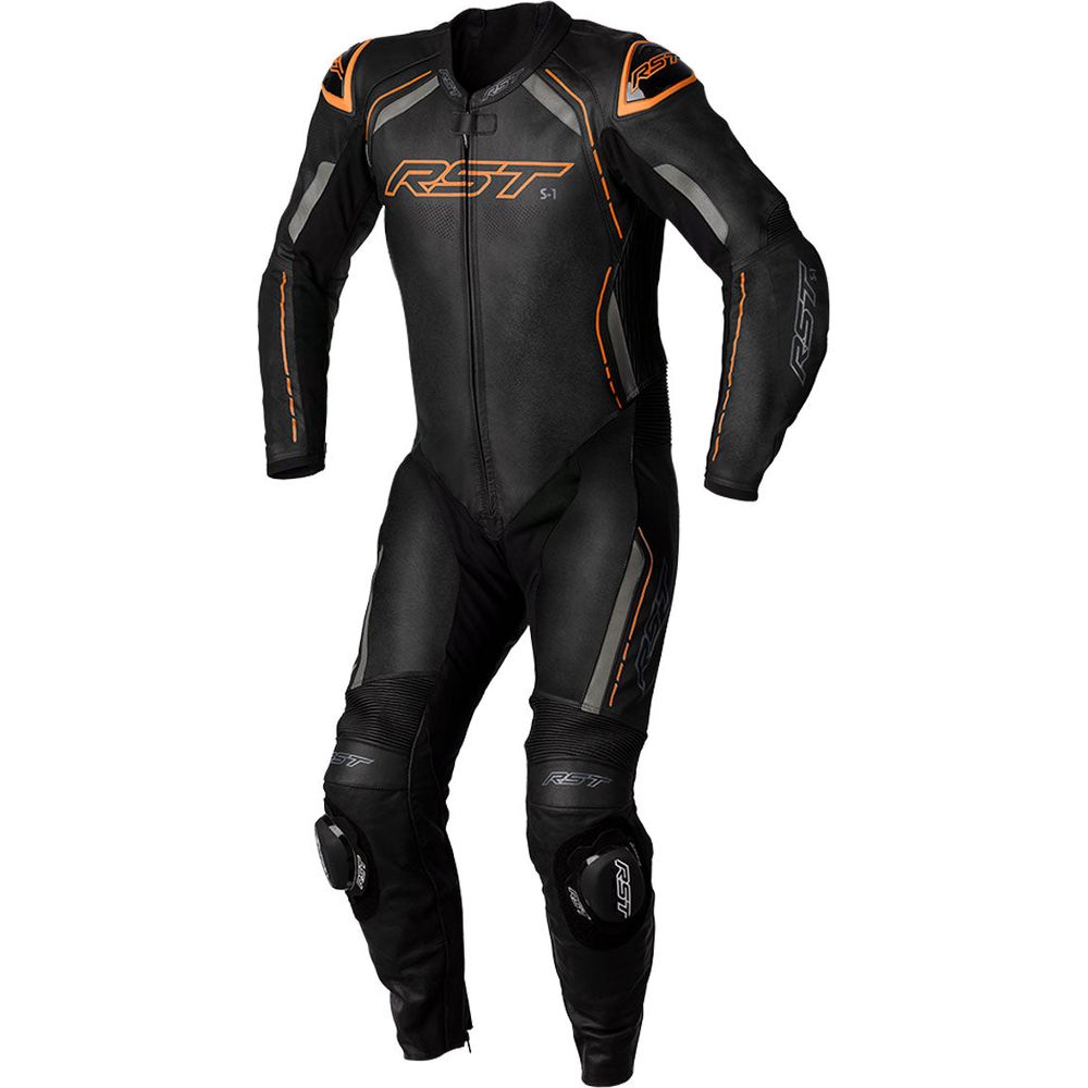 RST S1 CE Leather Suit Black / Grey / Neon Orange - ThrottleChimp