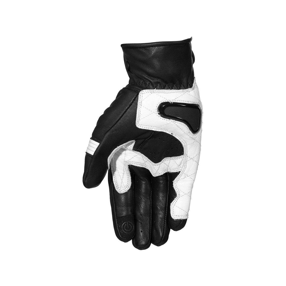 Rusty Stitches Calvin Leather Gloves Black / White - FREE 1 YEAR Returns, FREE UK Delivery | ThrottleChimp