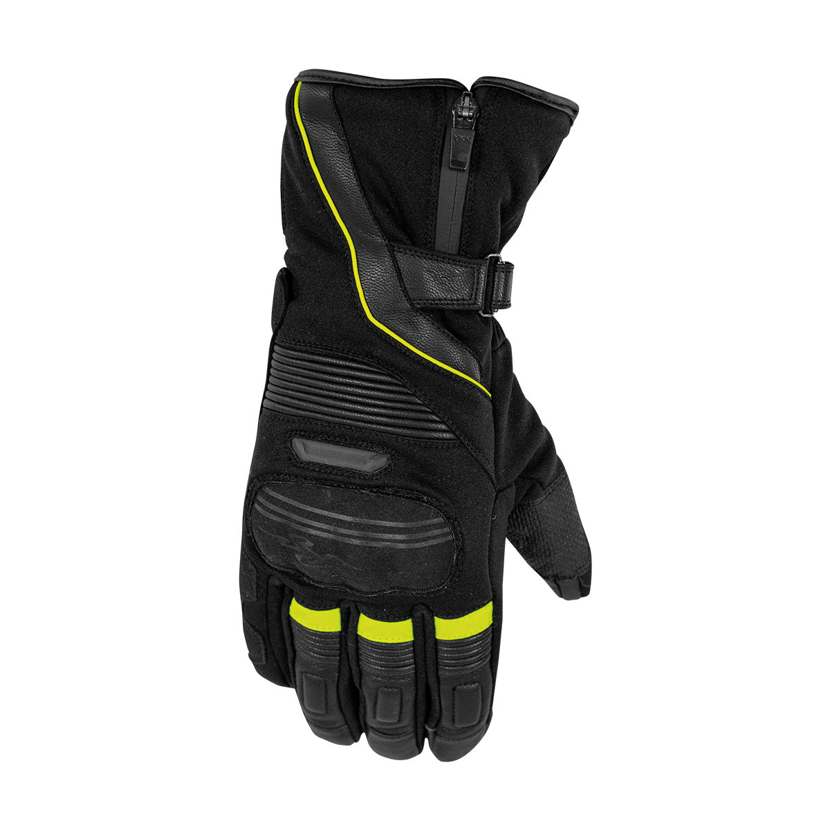 Rusty Stitches Cole Textile Gloves Black / Fluo Yellow - FREE 1 YEAR Returns, FREE UK Delivery | ThrottleChimp