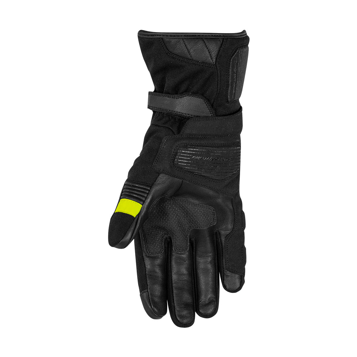 Rusty Stitches Cole Textile Gloves Black / Fluo Yellow - FREE 1 YEAR Returns, FREE UK Delivery | ThrottleChimp