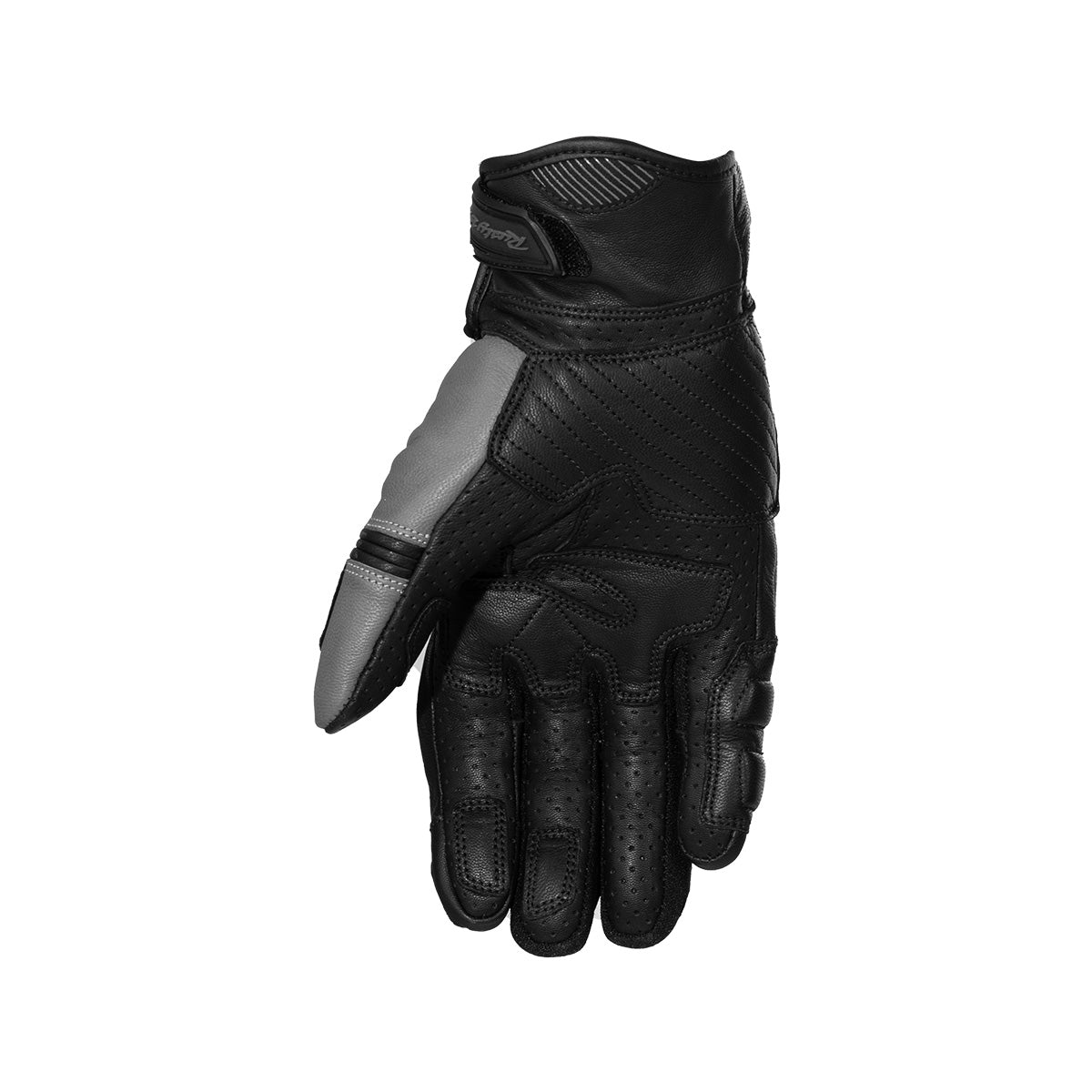 Rusty Stitches Conner Leather Gloves Black / Grey - FREE 1 YEAR Returns, FREE UK Delivery | ThrottleChimp