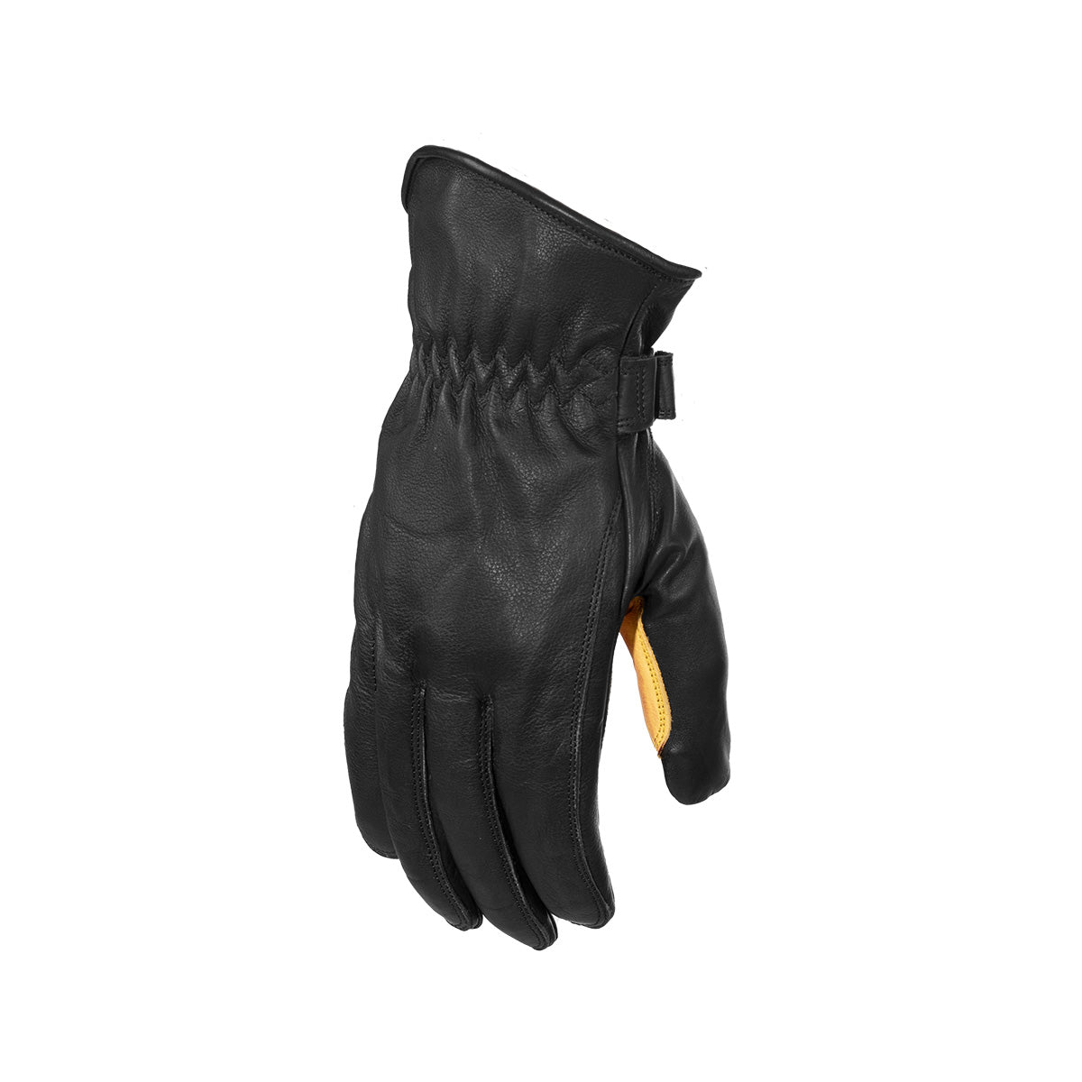 Rusty Stitches Johnny Leather Gloves Black / Yellow - FREE 1 YEAR Returns, FREE UK Delivery | ThrottleChimp