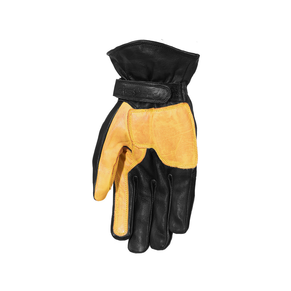 Rusty Stitches Johnny Leather Gloves Black / Yellow - FREE 1 YEAR Returns, FREE UK Delivery | ThrottleChimp