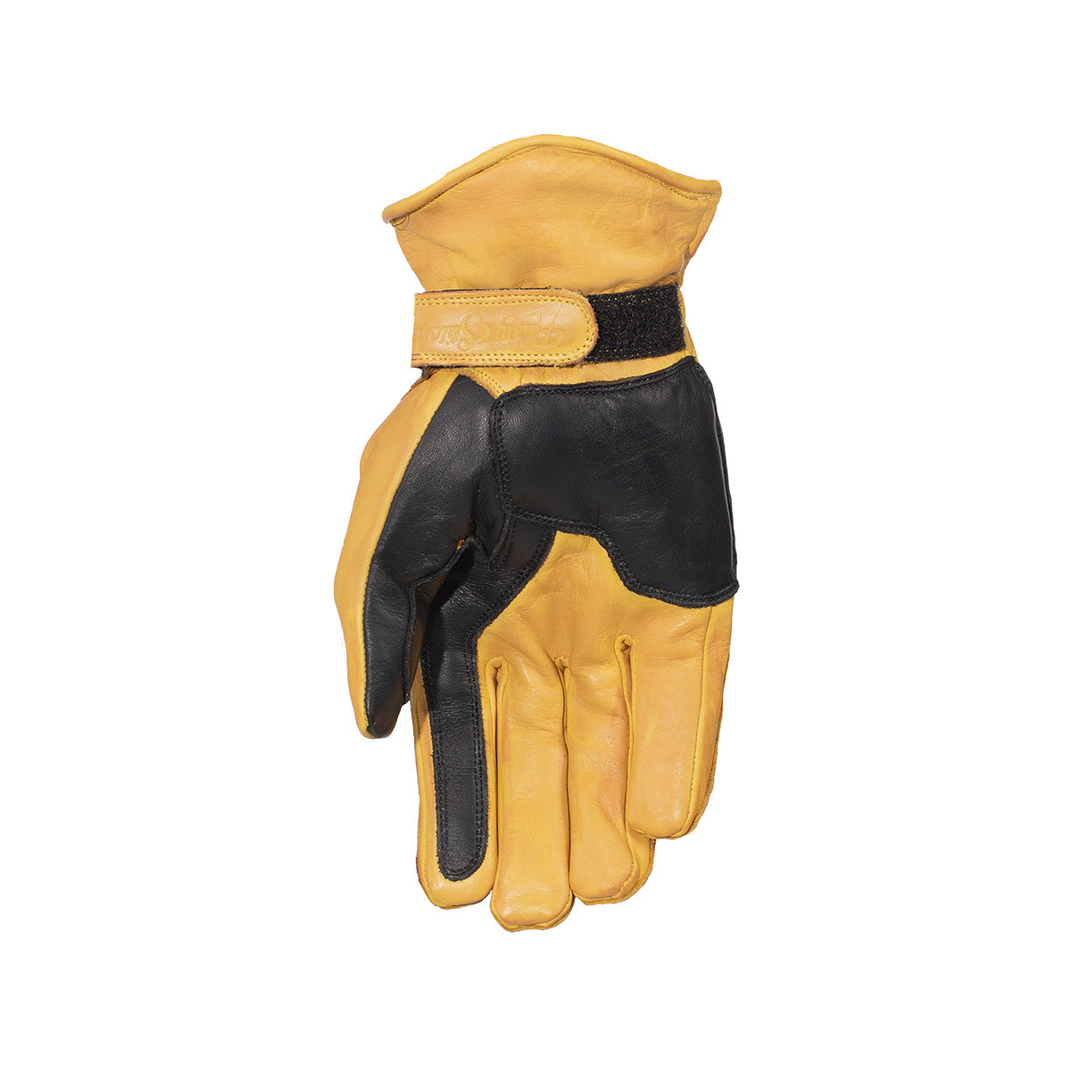 Rusty Stitches Johnny Leather Gloves Yellow / Black - FREE 1 YEAR Returns, FREE UK Delivery | ThrottleChimp