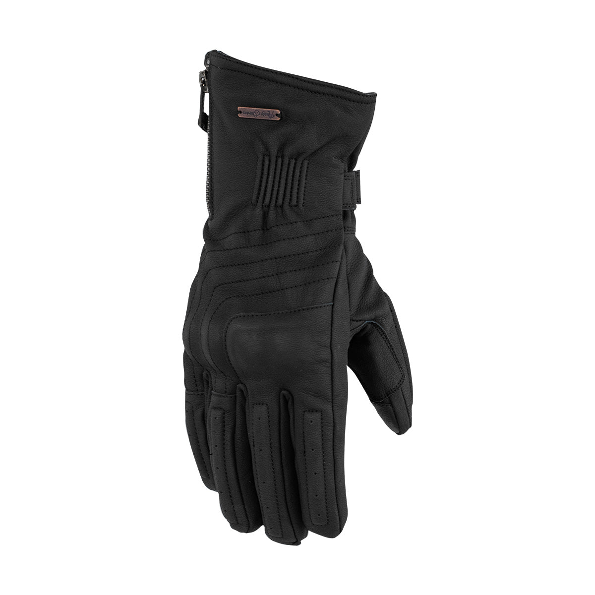 Rusty Stitches Ray Leather Gloves Black - FREE 1 YEAR Returns, FREE UK Delivery | ThrottleChimp