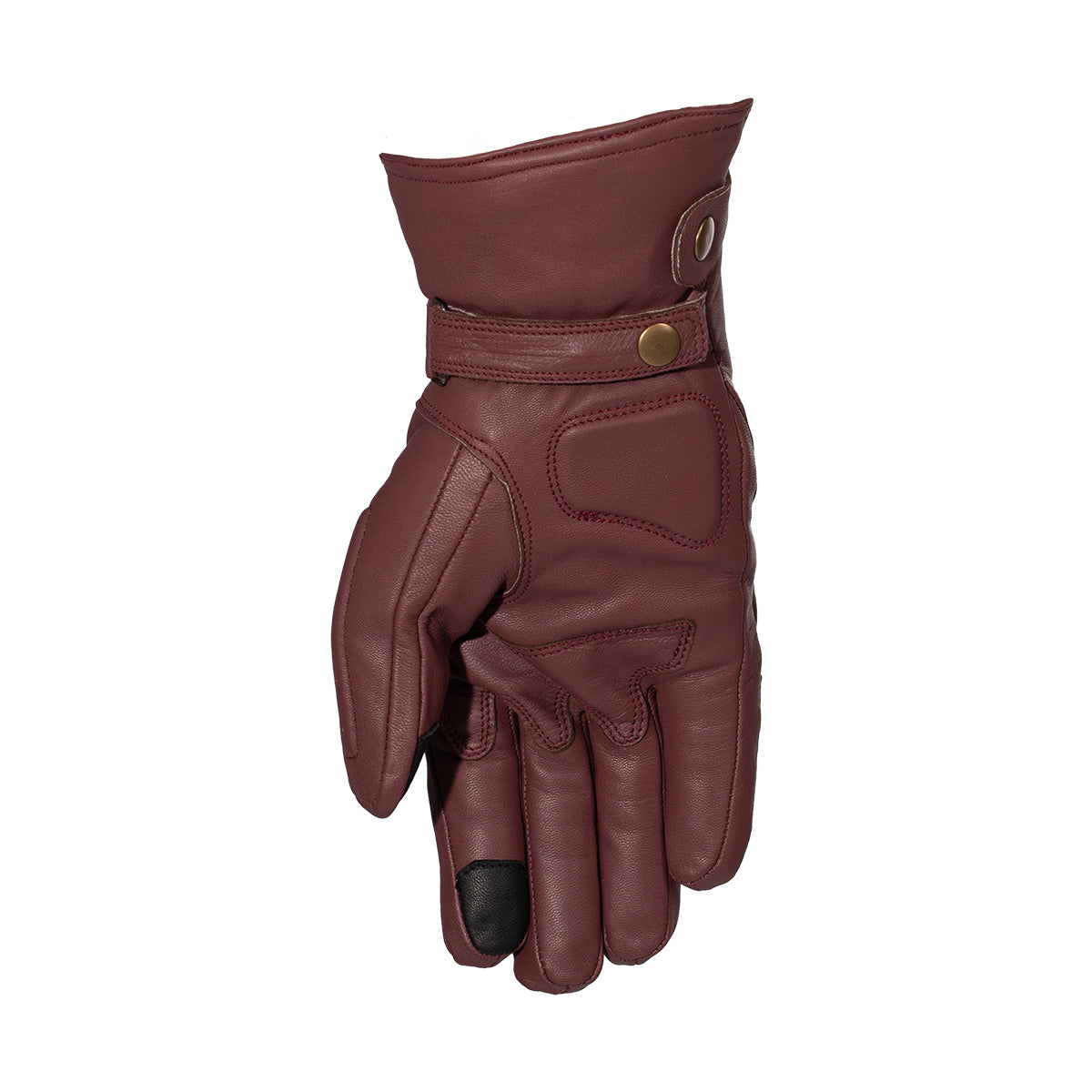 Rusty Stitches Ray Leather Gloves Maroon - FREE 1 YEAR Returns, FREE UK Delivery | ThrottleChimp