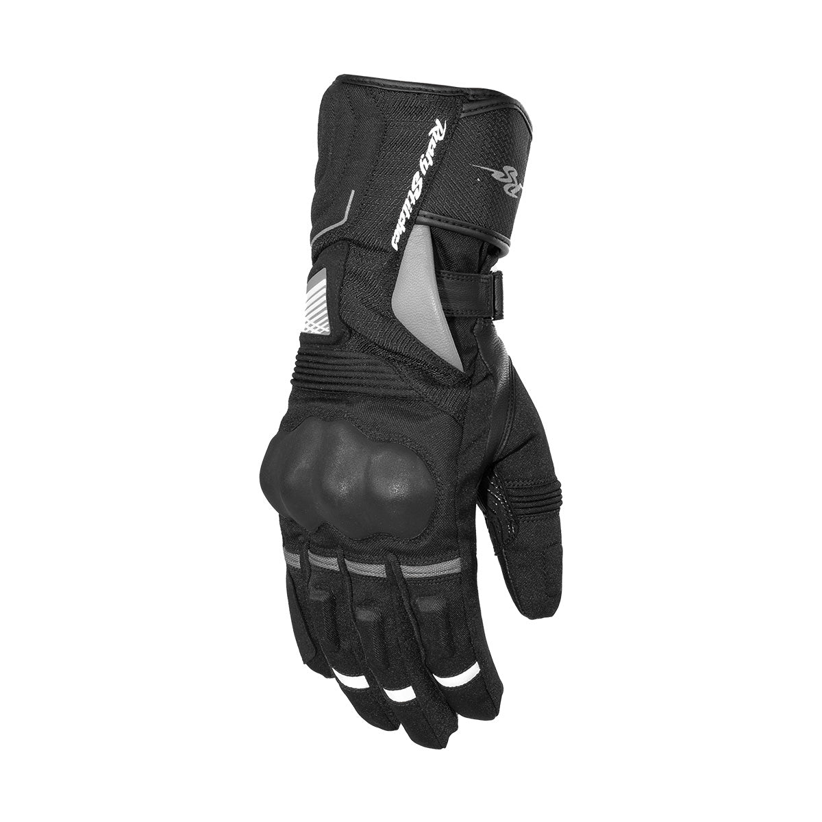 Rusty Stitches Ryder Textile Gloves Black / Grey - FREE 1 YEAR Returns, FREE UK Delivery | ThrottleChimp