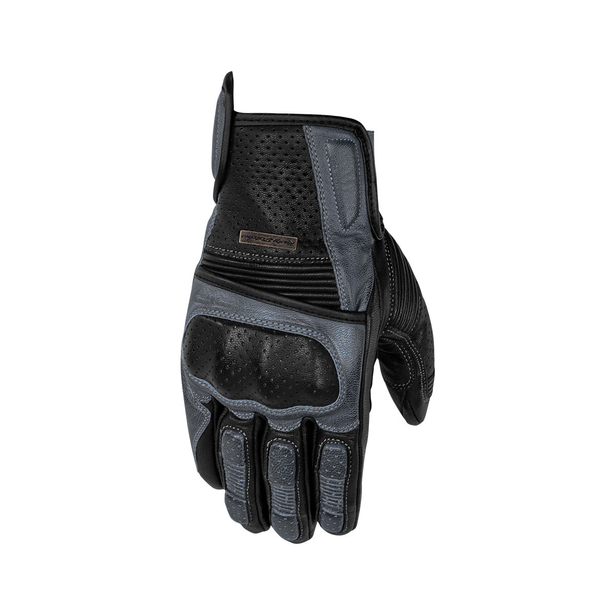 Rusty Stitches Zeke Leather Gloves Black / Grey - FREE 1 YEAR Returns, FREE UK Delivery | ThrottleChimp