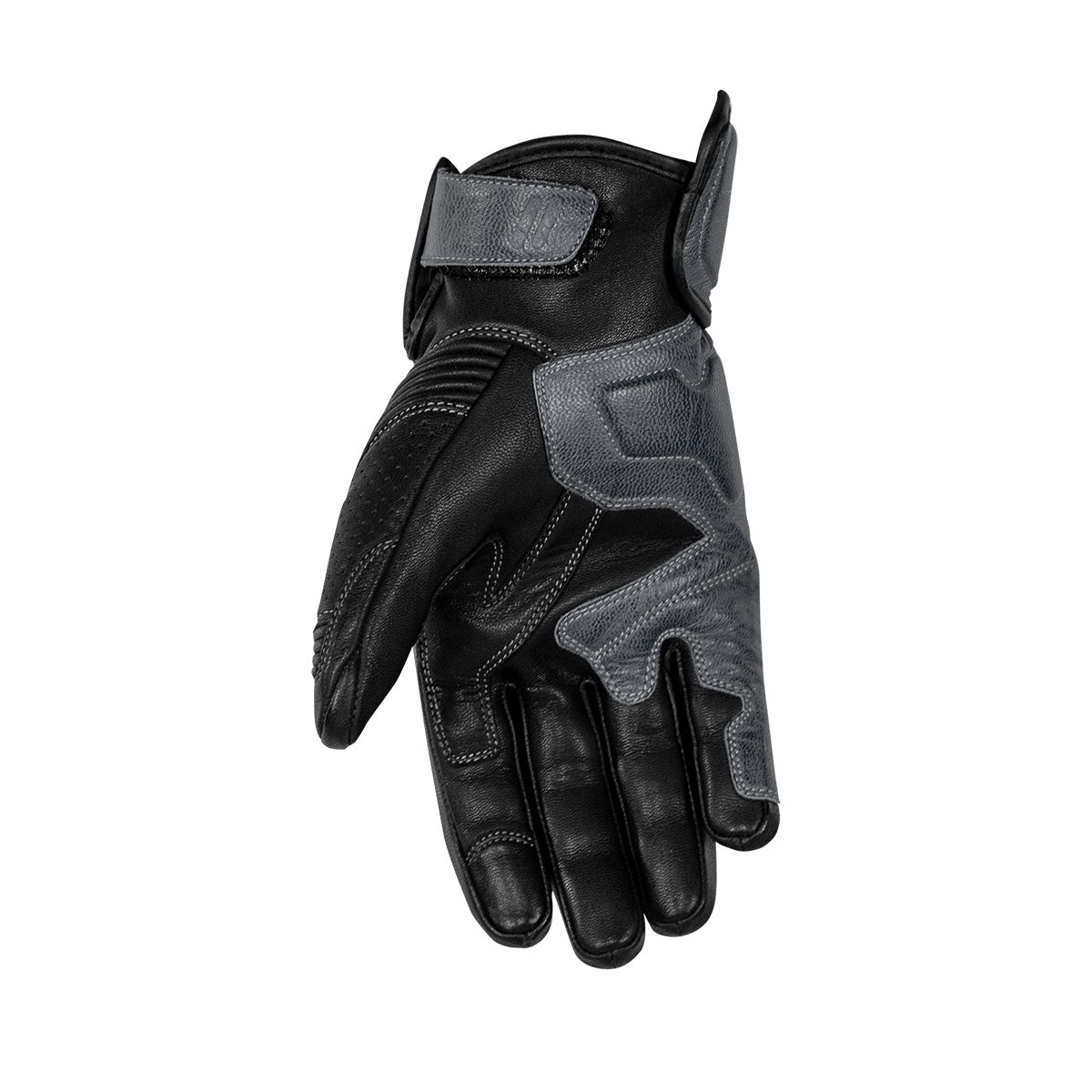 Rusty Stitches Zeke Leather Gloves Black / Grey - FREE 1 YEAR Returns, FREE UK Delivery | ThrottleChimp