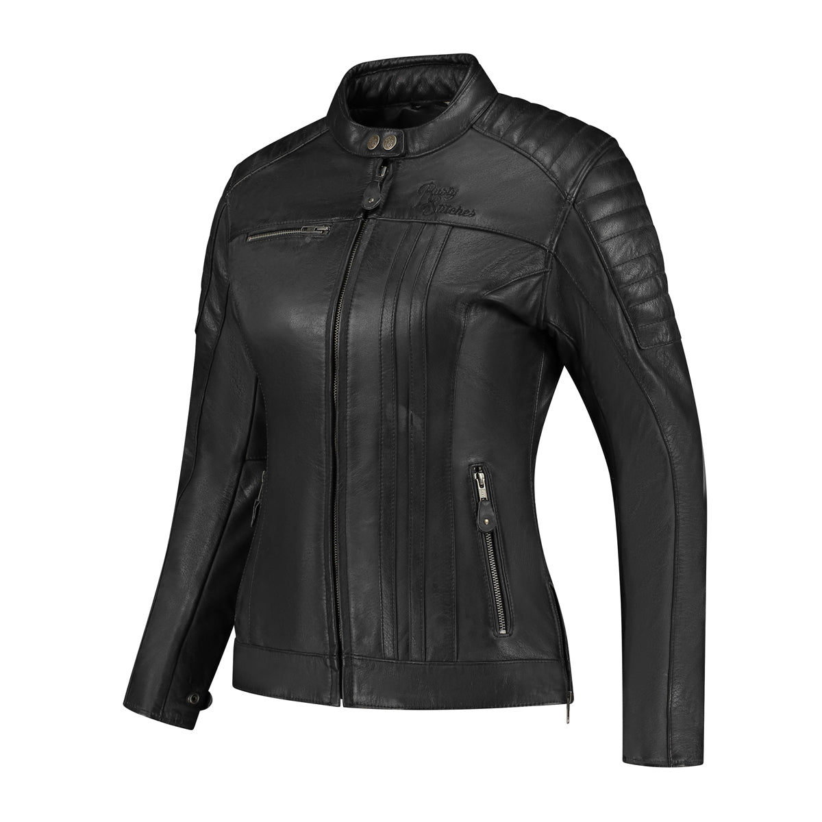 Rusty Stitches Alice Ladies Leather Jacket Black - FREE 1 YEAR Returns, FREE UK Delivery | ThrottleChimp