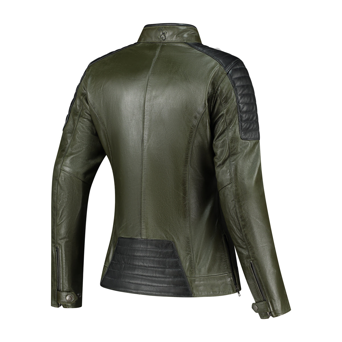 Rusty Stitches Alice Ladies Leather Jacket Green / Black - FREE 1 YEAR Returns, FREE UK Delivery | ThrottleChimp