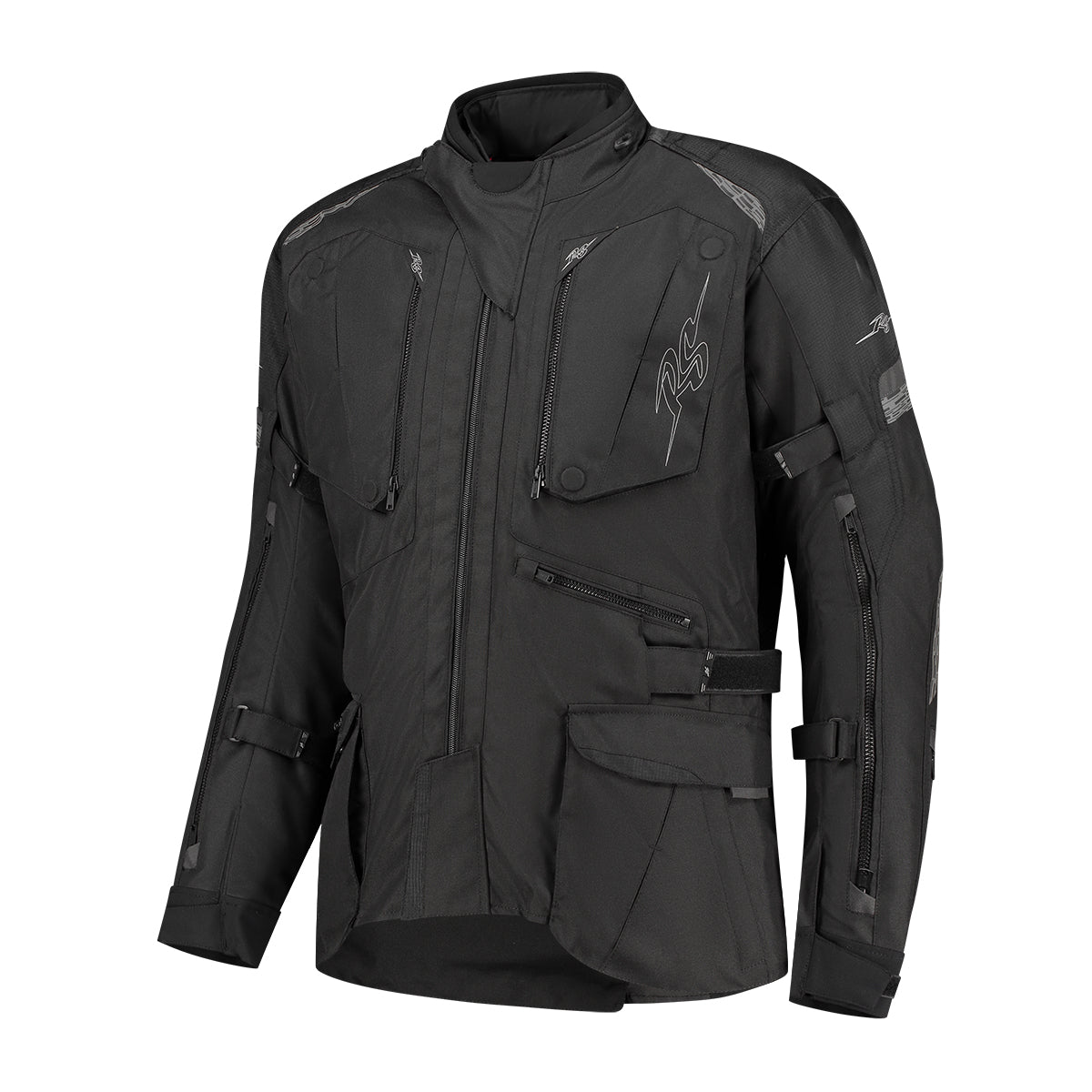 Rusty Stitches Cliff Textile Jacket Black - FREE 1 YEAR Returns, FREE UK Delivery | ThrottleChimp