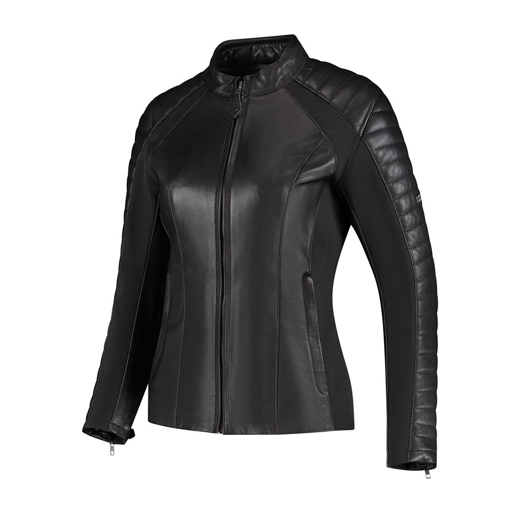 Rusty Stitches Donna Ladies Leather Jacket Black - FREE 1 YEAR Returns, FREE UK Delivery | ThrottleChimp