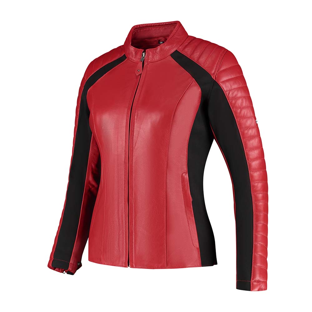 Rusty Stitches Donna Ladies Leather Jacket Red / Black - FREE 1 YEAR Returns, FREE UK Delivery | ThrottleChimp