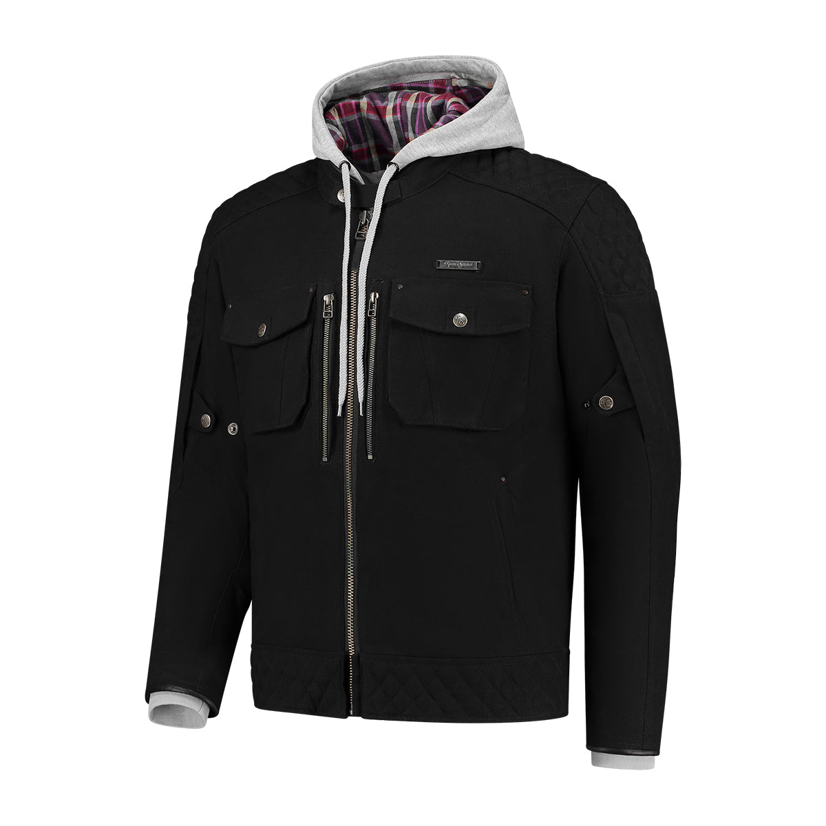 Rusty Stitches Glenn Textile Jacket Black - FREE 1 YEAR Returns, FREE UK Delivery | ThrottleChimp