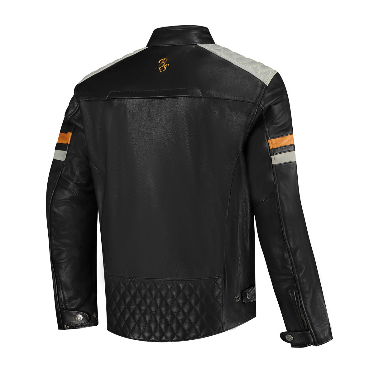 Rusty Stitches Jari V2 Leather Jacket Black / Light Grey / Gold - FREE 1 YEAR Returns, FREE UK Delivery | ThrottleChimp