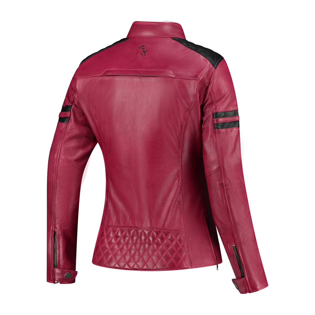 Rusty Stitches Joyce V2 Ladies Leather Jacket Cherry / Black - FREE 1 YEAR Returns, FREE UK Delivery | ThrottleChimp