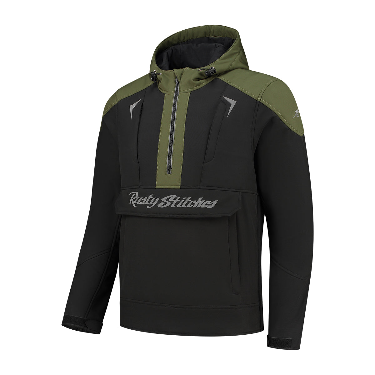 Rusty Stitches Orlando Textile Jacket Black / Green - FREE 1 YEAR Returns, FREE UK Delivery | ThrottleChimp