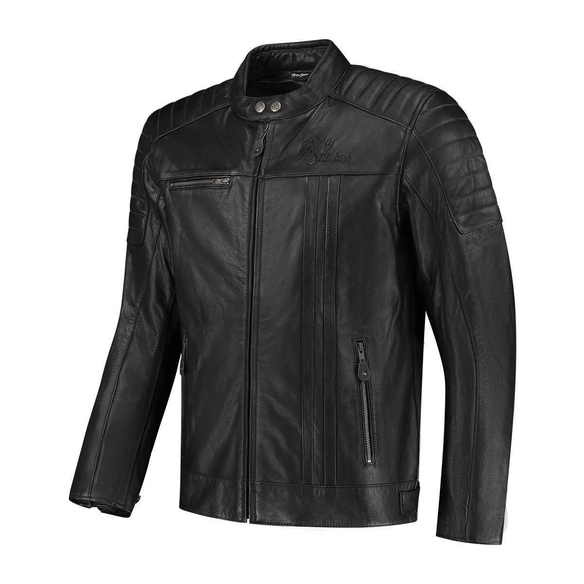 Rusty Stitches Cooper Leather Jacket Black - FREE 1 YEAR Returns, FREE UK Delivery | ThrottleChimp