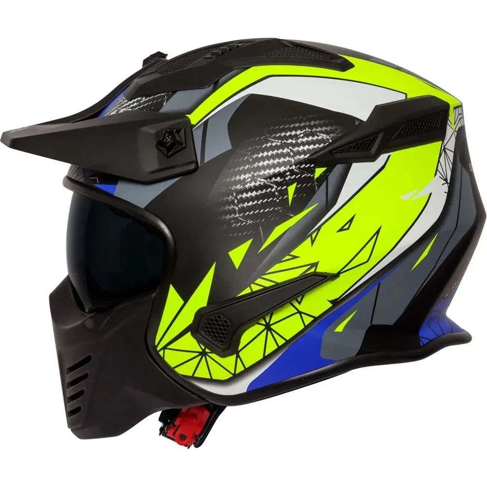 Spada Storm Open Face Helmet Matt Black / Blue / Fluo Yellow (Image 2) - ThrottleChimp