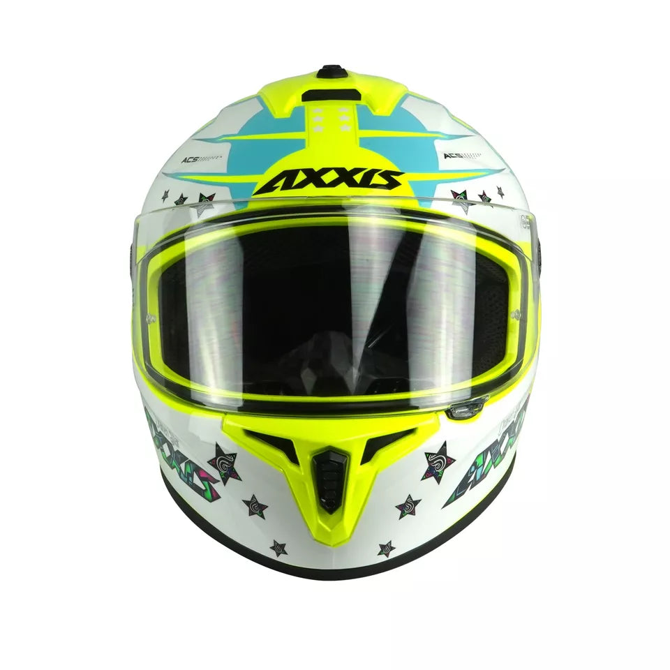 Axxis Draken S Star C3 Full Face Helmet Gloss Fluo Yellow (Image 3) - ThrottleChimp