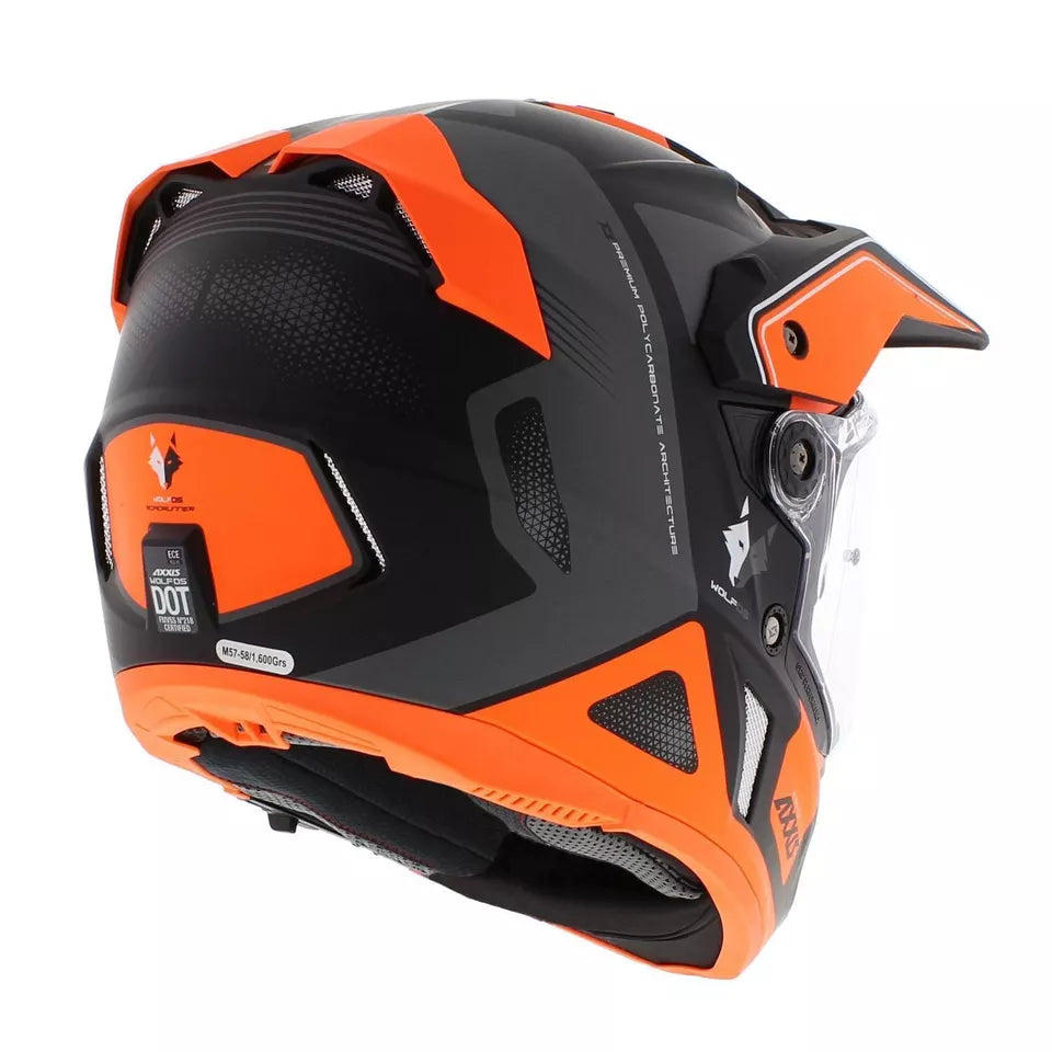 Axxis Wolf DS Roadrunner B4 Adventure Helmet Matt Orange (Image 4) - ThrottleChimp