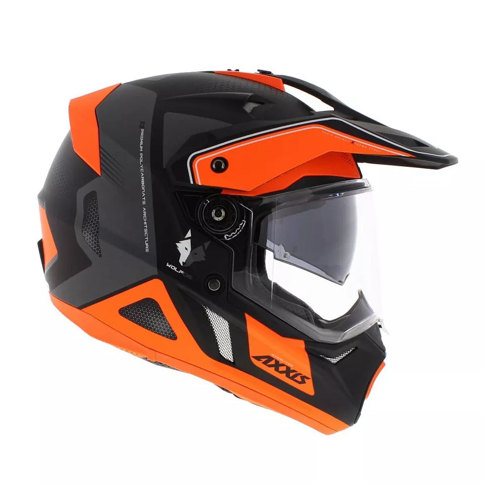 Axxis Wolf DS Roadrunner B4 Adventure Helmet Matt Orange (Image 3) - ThrottleChimp