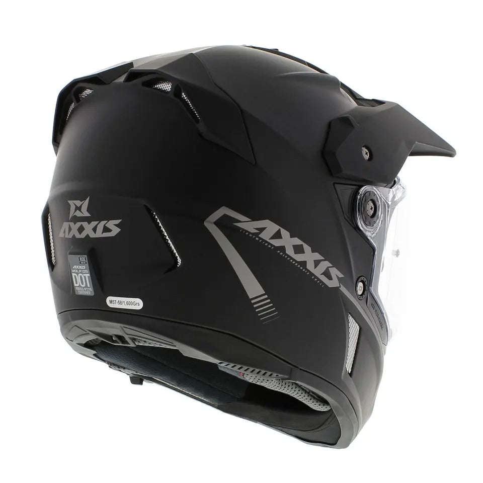 Axxis Wolf DS Solid A1 Adventure Helmet Matt Black (Image 2) - ThrottleChimp