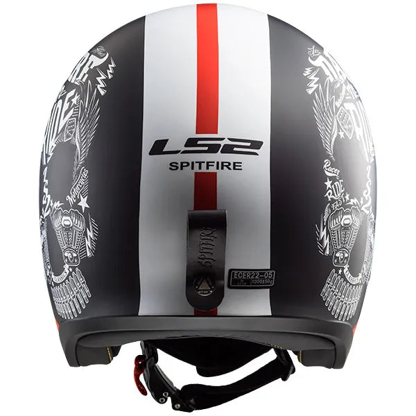 LS2 OF599 Spitfire Inky Open Face Helmet Matt Black / White (Image 5) - ThrottleChimp