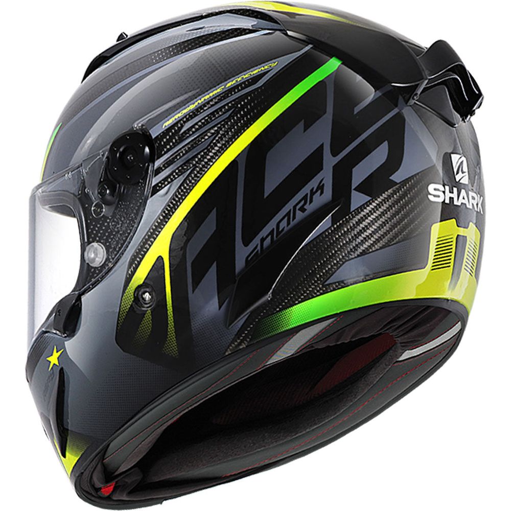 Shark Race R Pro Carbon Full Face Helmet Aspy Carbon / Anthracite / Yellow (Image 3) - ThrottleChimp