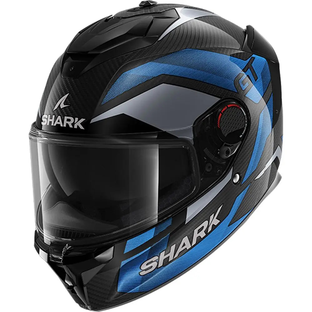 Shark Spartan GT PRO Carbon Full Face Helmet Ritmo Carbon / Blue FREE 1 YEAR Returns, FREE UK Delivery | ThrottleChimp