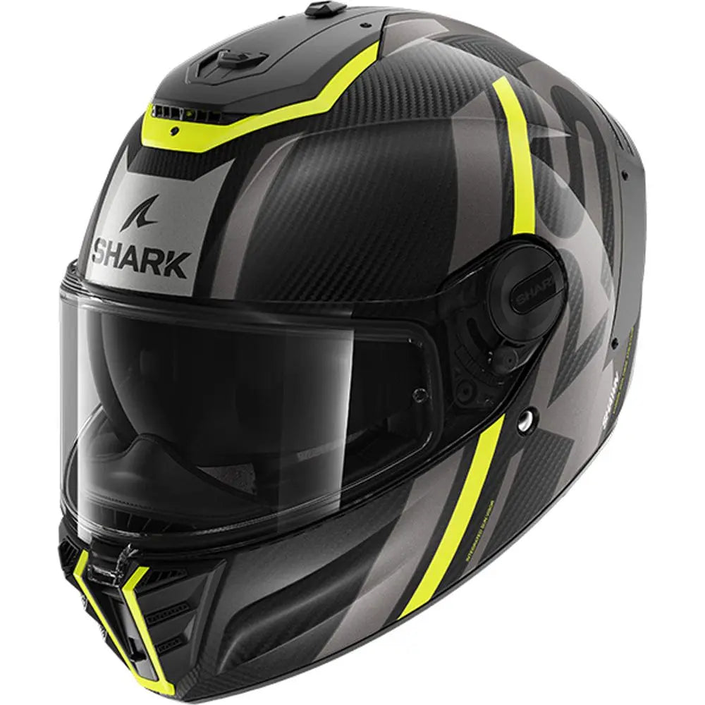 Shark Spartan RS Carbon Full Face Helmet Shawn Carbon / Yellow / Anthracite FREE 1 YEAR Returns, FREE UK Delivery | ThrottleChimp