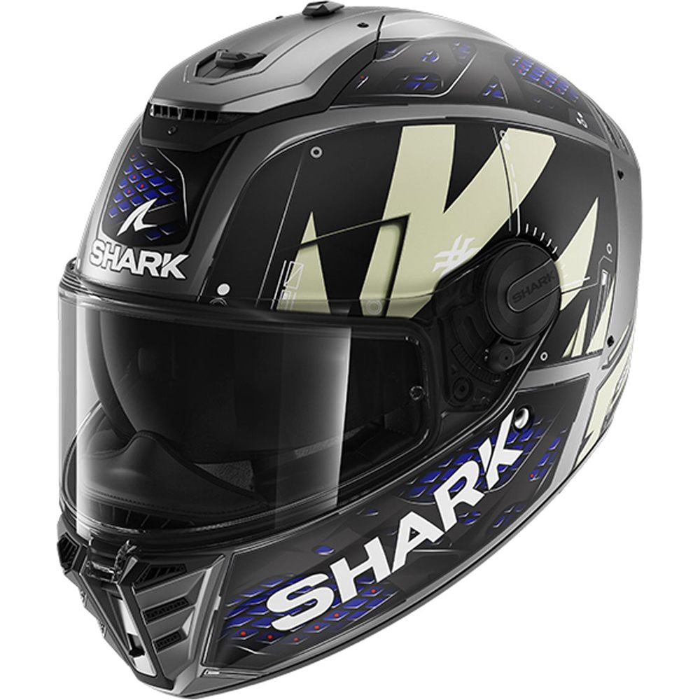 Shark Spartan RS Full Face Helmet Stingrey Matt Anthracite / Blue / Black - ThrottleChimp