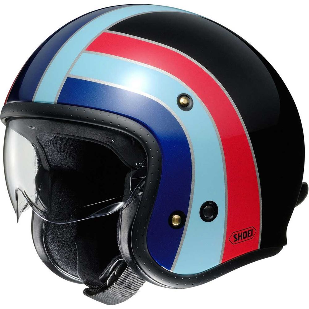 Shoei JO Nostalgia TC-10 Open Face Helmet Black / Blue / Red - ThrottleChimp