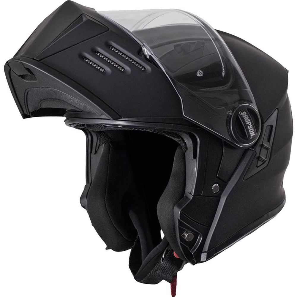 Simpson Darksome Solid ECE 22.06 Flip-Up Helmet Matt Black FREE 1 YEAR Returns, FREE UK Delivery | ThrottleChimp