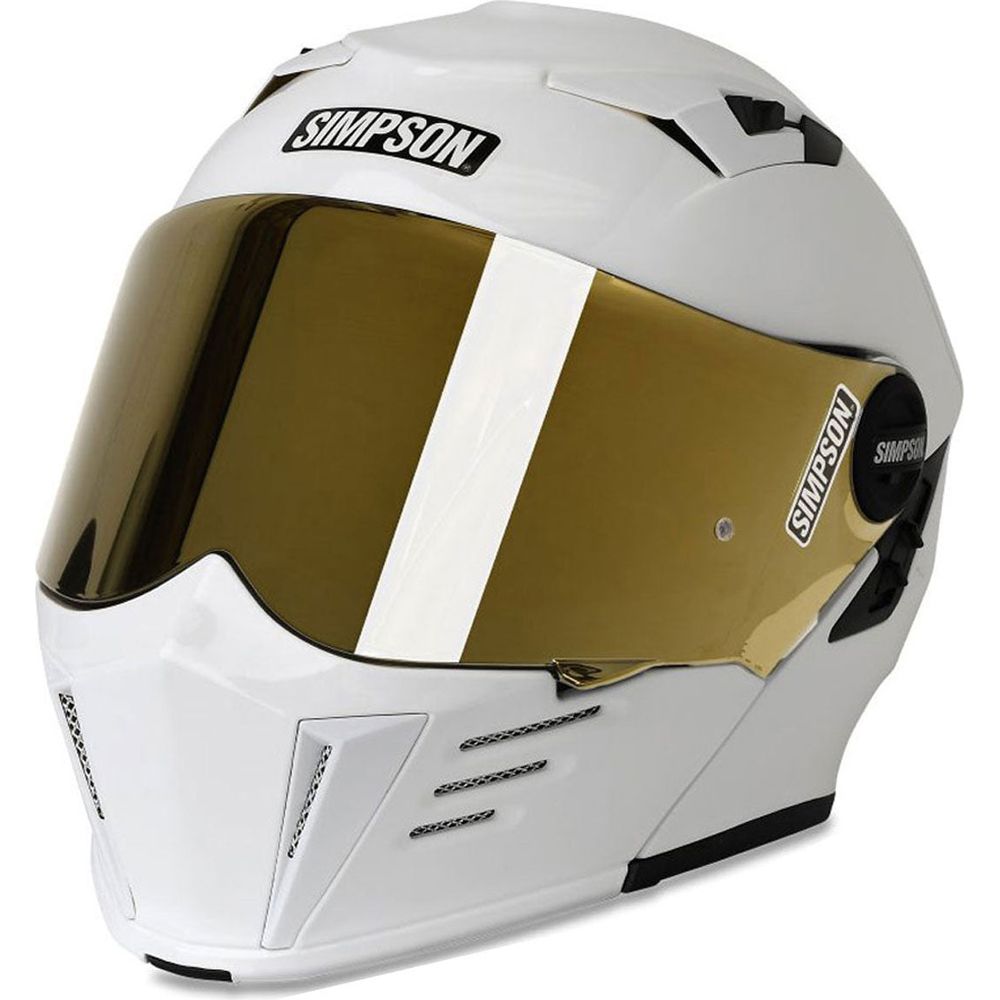 Simpson Darksome Solid ECE 22.06 Flip-Up Helmet White FREE 1 YEAR Returns, FREE UK Delivery | ThrottleChimp