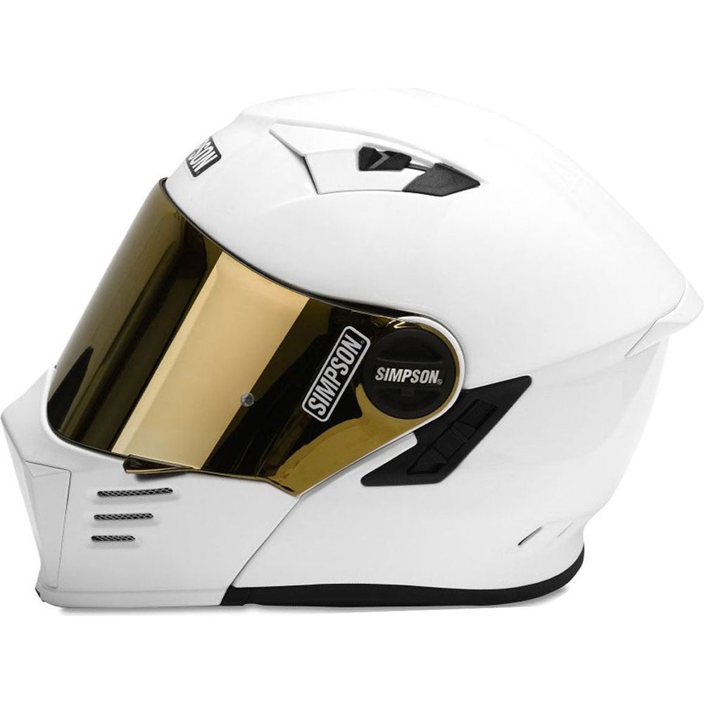 Simpson Darksome Solid ECE 22.06 Flip-Up Helmet White FREE 1 YEAR Returns, FREE UK Delivery | ThrottleChimp